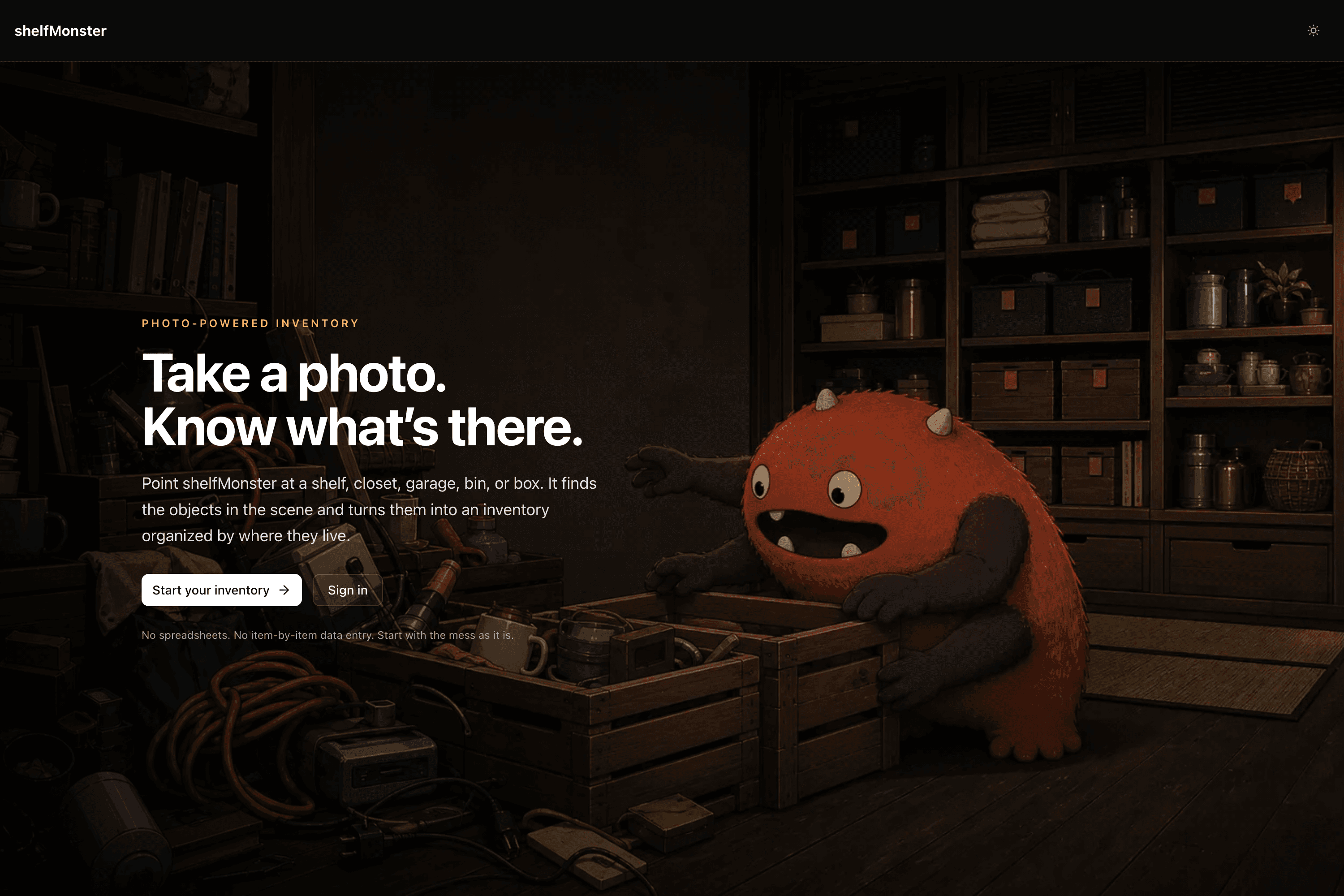 shelfMonster.com interface